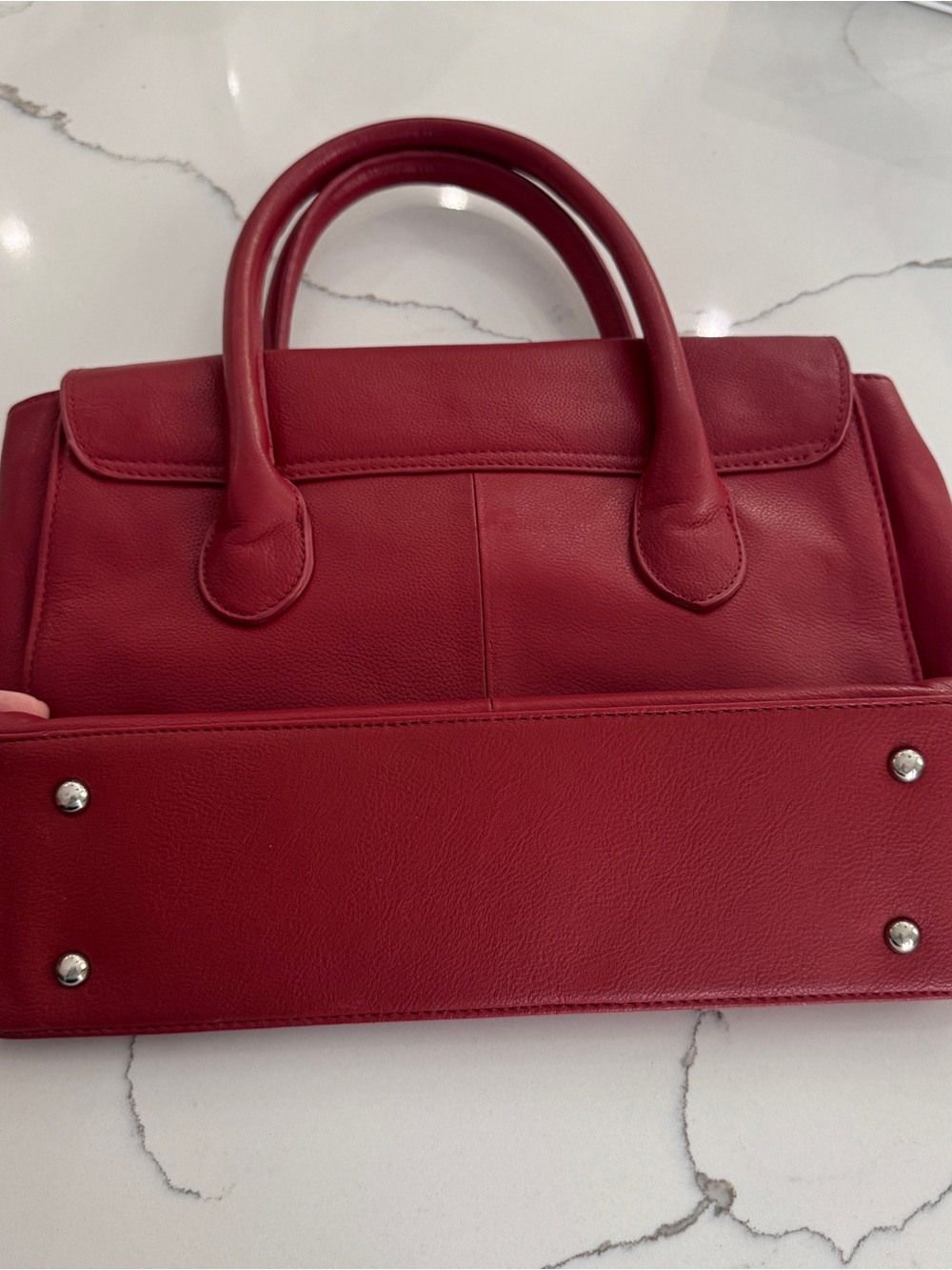 Walter Baker Red Leather Satchel Top Handle Structured Handbag - Picture 6 of 7